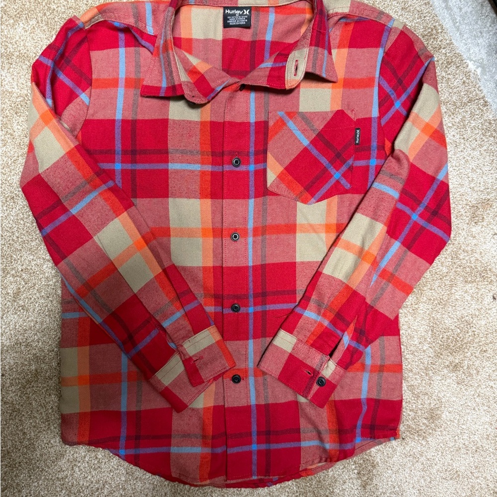 Hurley Red Plaid Kids Button Down Shirt